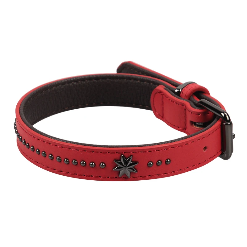 

Ошейник для собак из натуральной кожи, с узором в виде звезды, ошейник для собак среднего и большого размера, для выгула питбуля, бульдогов, ч...