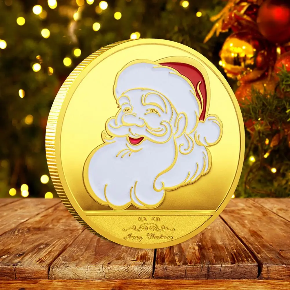 Christmas Commemorative Coin Collection Coins with Santa Claus and Reindeer Arts Souvenir Gift Badge Christ | Дом и сад