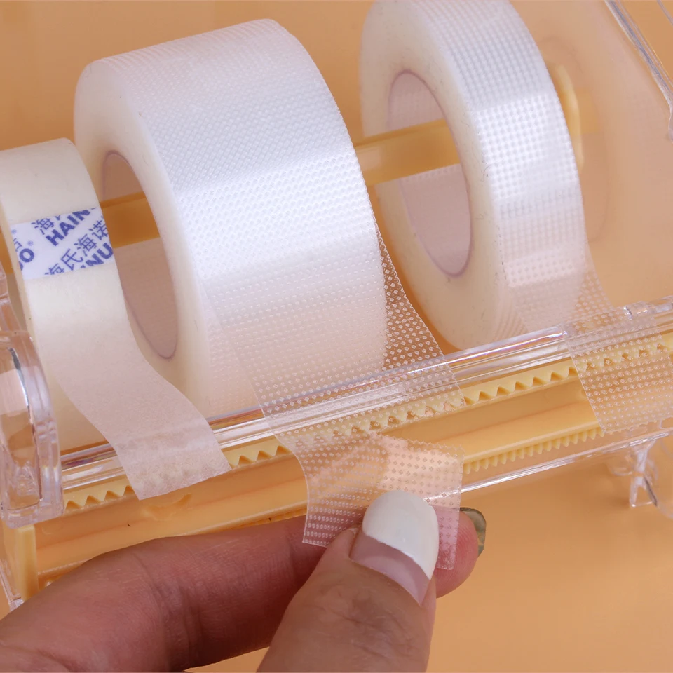 Cortador de cinta adhesiva de Color caramelo para extensión de pestañas, organizador de almacenamiento en cinta Washi, dispensador de papelería para herramienta de maquillaje