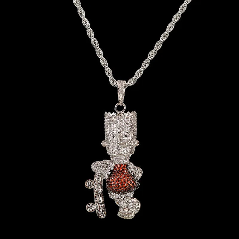 Кулон в стиле хип-хоп Симпсоны со стандартным мультяшным куклой мужские