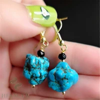 natural turquoise earrings black agate 18k ear hook gift fools day jewelry wedding party thanksgiving accessories aquaculture
