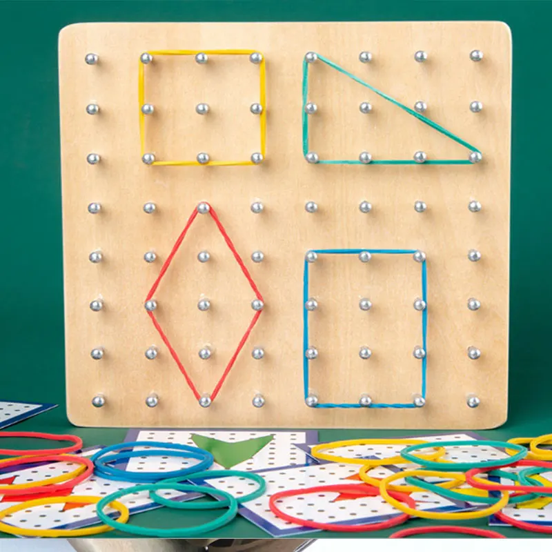 

Деревянная геодоска, математический искусственный материал, Геометрическая образовательная игрушка с узорами и картами Монтессори