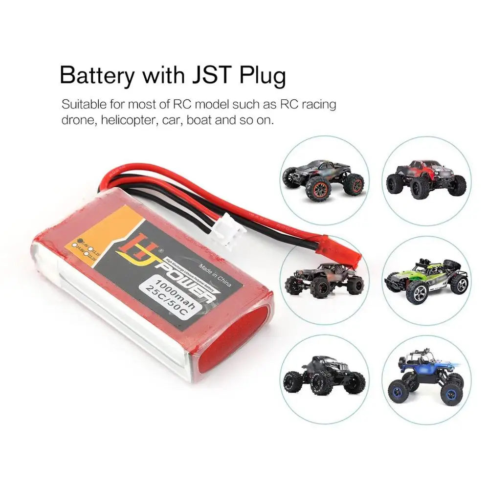HJ 7,4 V 1000MAH 25C 2S Lipo аккумулятор JST разъем Перезаряжаемый для RC гоночный Дрон вертолет модель автомобиля лодки