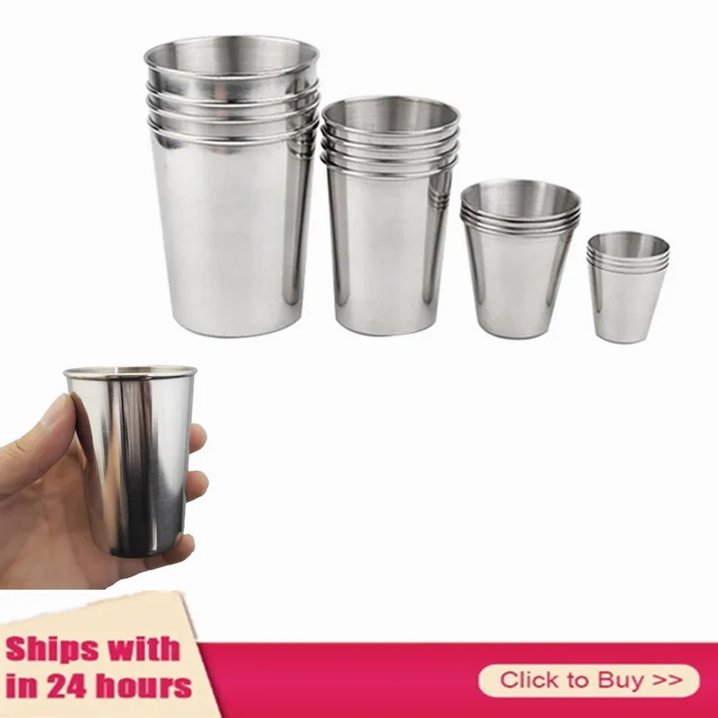 

1Pcs 30-320ml Metal Beer Coffee Tea Cups Wine Cups Whiskey Mugs Tumbler Outdoor Travel Tazas Stainless Steel Shot Glasses Cup