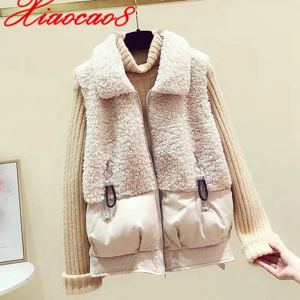 

New Fashon Faux Lambswool Warm Vest Winter Autumn Women Sleeveless Jacket Plus Size Cotton Waistcoat Beige Black Coffee