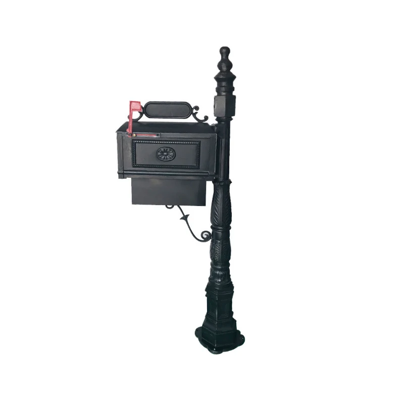 

1.56m Cast Aluminum Letter Box Black Villa Letter Box