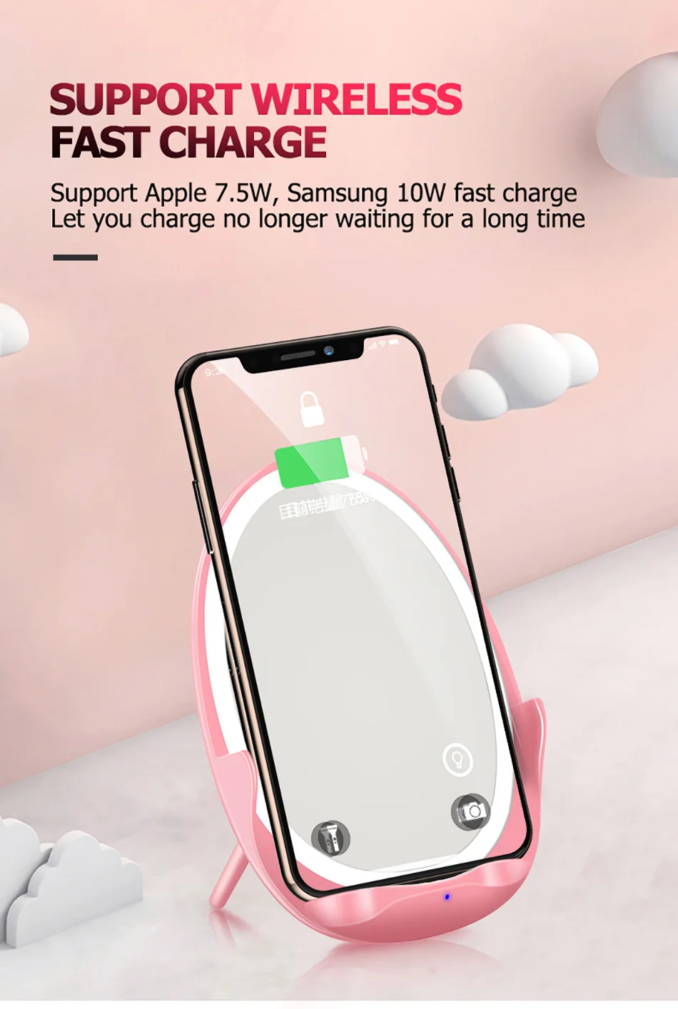 Портативный заполняющий светильник зеркало беспроводное зарядное устройство