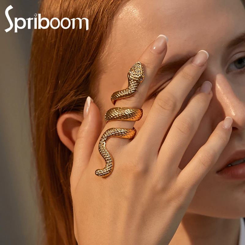 

New Spiral Snake Women Ring Gold Silver Color Animal Shape Metal Rings Punk Style Jewelry Female Hyperbole Retro Accessories