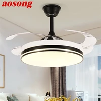 aosong ceiling fan light invisible lamp with remote control modern simple led for home living room