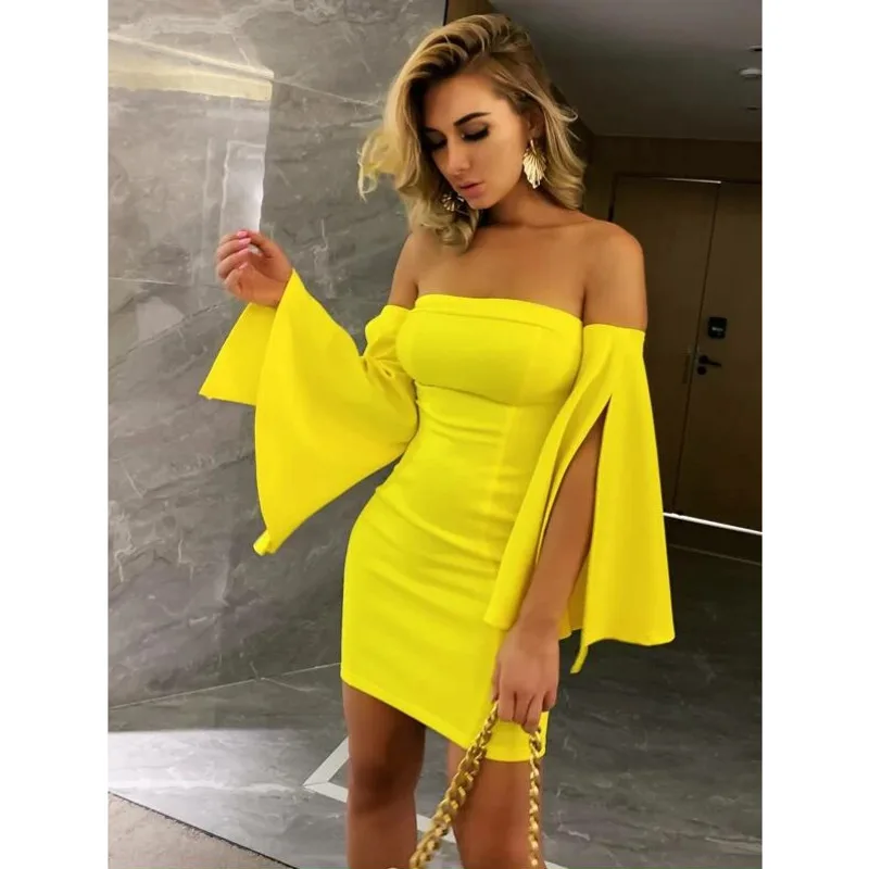 Женское платье с вырезом лодочкой Fuedage белое однотонное облегающее