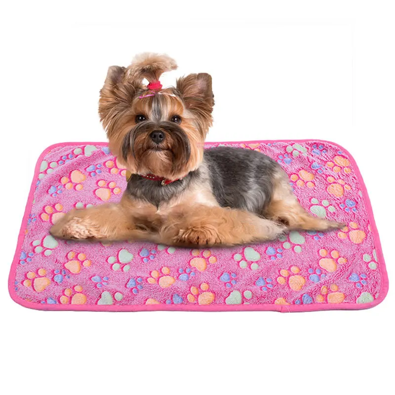 

Soft Pet Blanket Winter Dog Cat Bed Mat Foot Print Warm Sleeping Mattress Small Medium Dogs Cats Coral Fleece Puppy Supplies