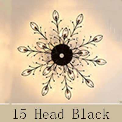 15 Head Black Скандинавский современный Lron светодиодный роскошный светильник-люстра, лампа для чердака, гостиной, спальни, дома, зала, столовой, Deco, Черное золото, G9, птица - Цвет абажура: 15 Head Black