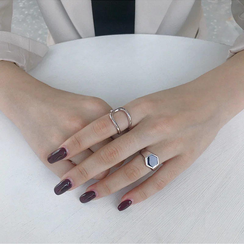 Женское кольцо с двумя гладкими линиями из стерлингового серебра 925 пробы Ins