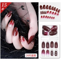 leopard print retro fake nails european coffin fake nails black red gradient ballet wearable detachable nail accessories