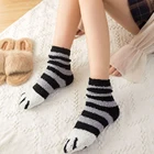 1 пара плюшевых коралловых флисовых носков, женские носки-трубы, осень и зима, милые плотные теплые носки с кошачьими когтями для сна 3