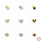 925 пробы серебряные женские серьги Bling черный циркон из нержавеющей стали, слуховая косточка мочки уха Пряжка Шпилька-Сережка для пирсинга с защитой от проколов Pendientes