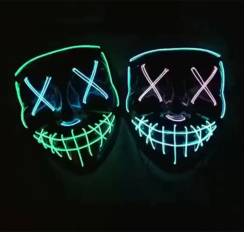 Halloween LED Mask Party Light Up Mixed Color Masque Glow In Dark Cosplay Mask Halloween Mask  Custom Mask  Scary Mask
