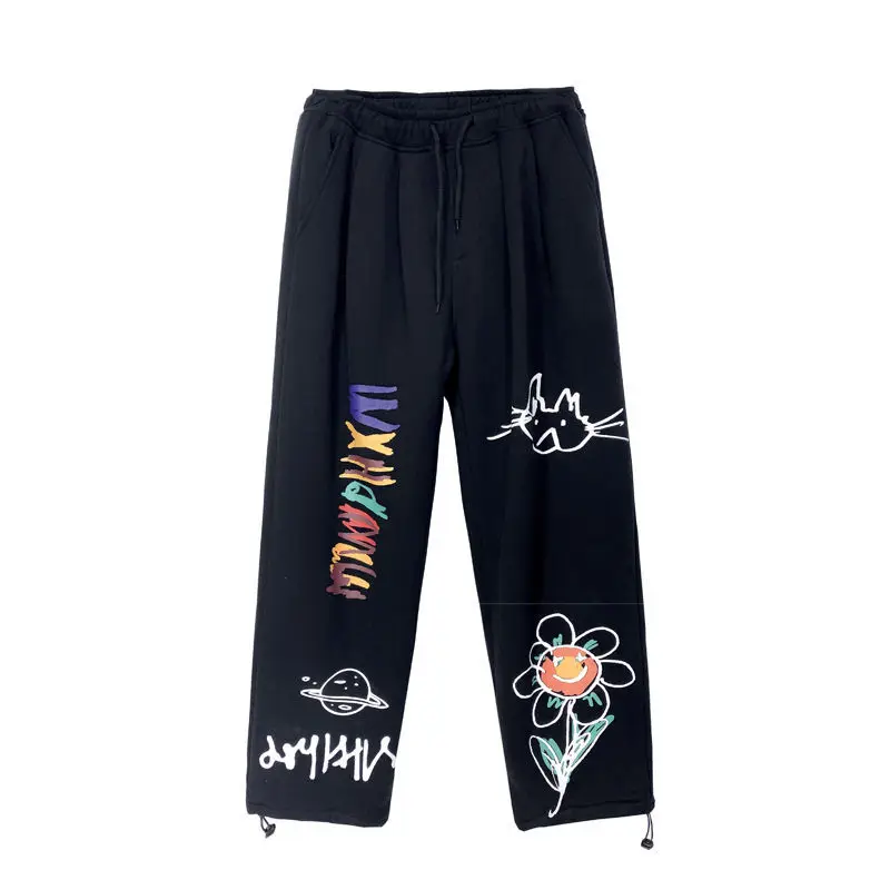 

Cropped Velvet Cargo Hip Hop Pants Men's Loose Autumn And Winter Korean Students Leisure Trousers Streetwear Pantalones Hombre