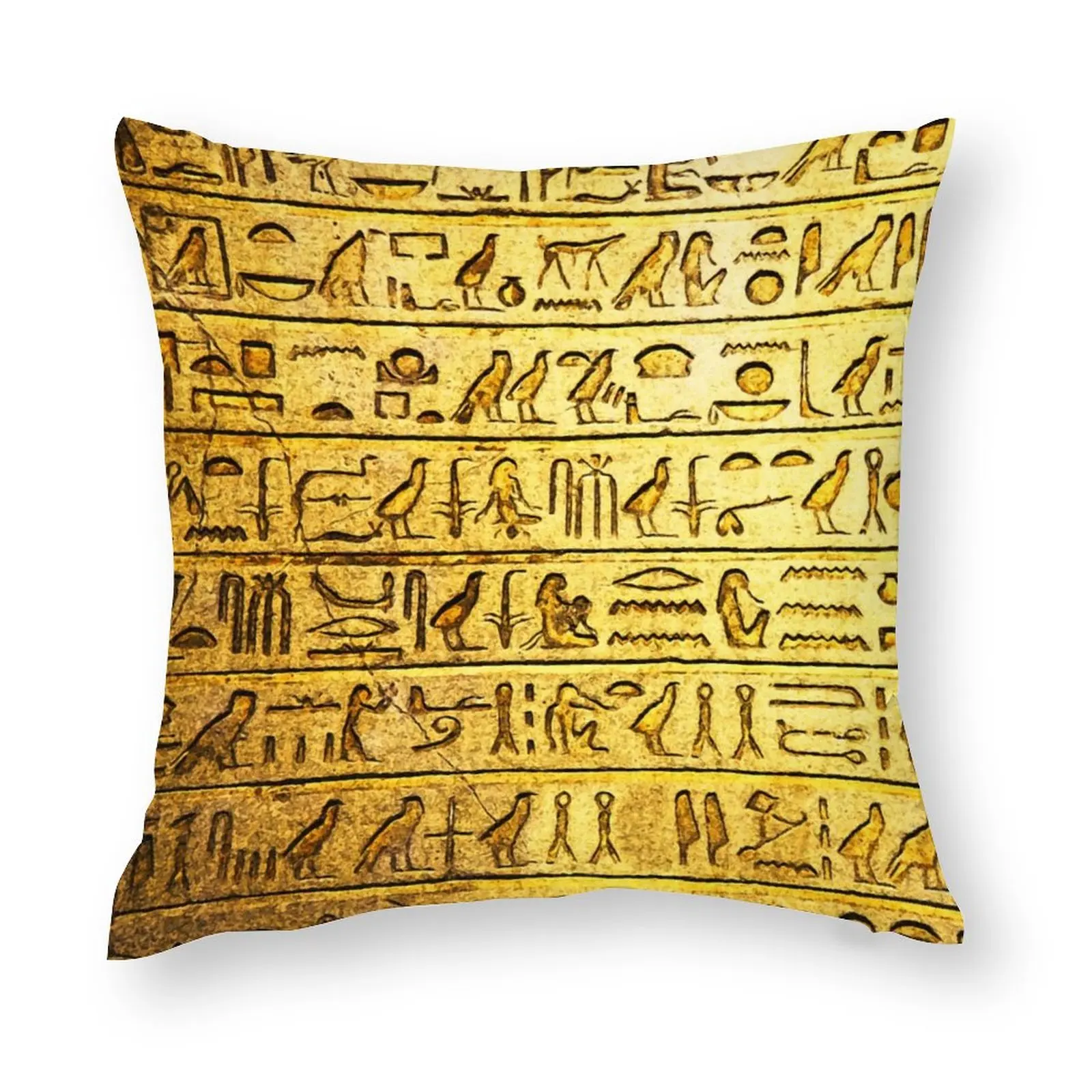 

Двусторонняя диванная подушка, Древние египетские иероглифы, желтое украшение для гостиной, египетское кресло, домашний декор