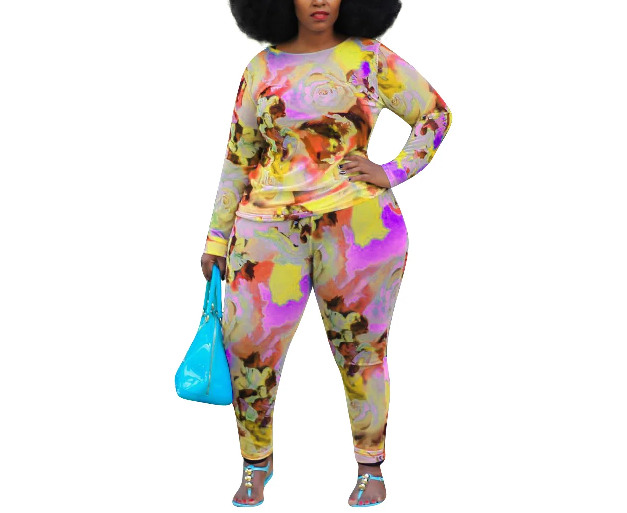 

Plus Size Xl-4xl 2020 Summer Women Sets Tracksuits Print Full Sleeve Top+Pants Suit Two Pieces Set Sporty Fitness Outfits