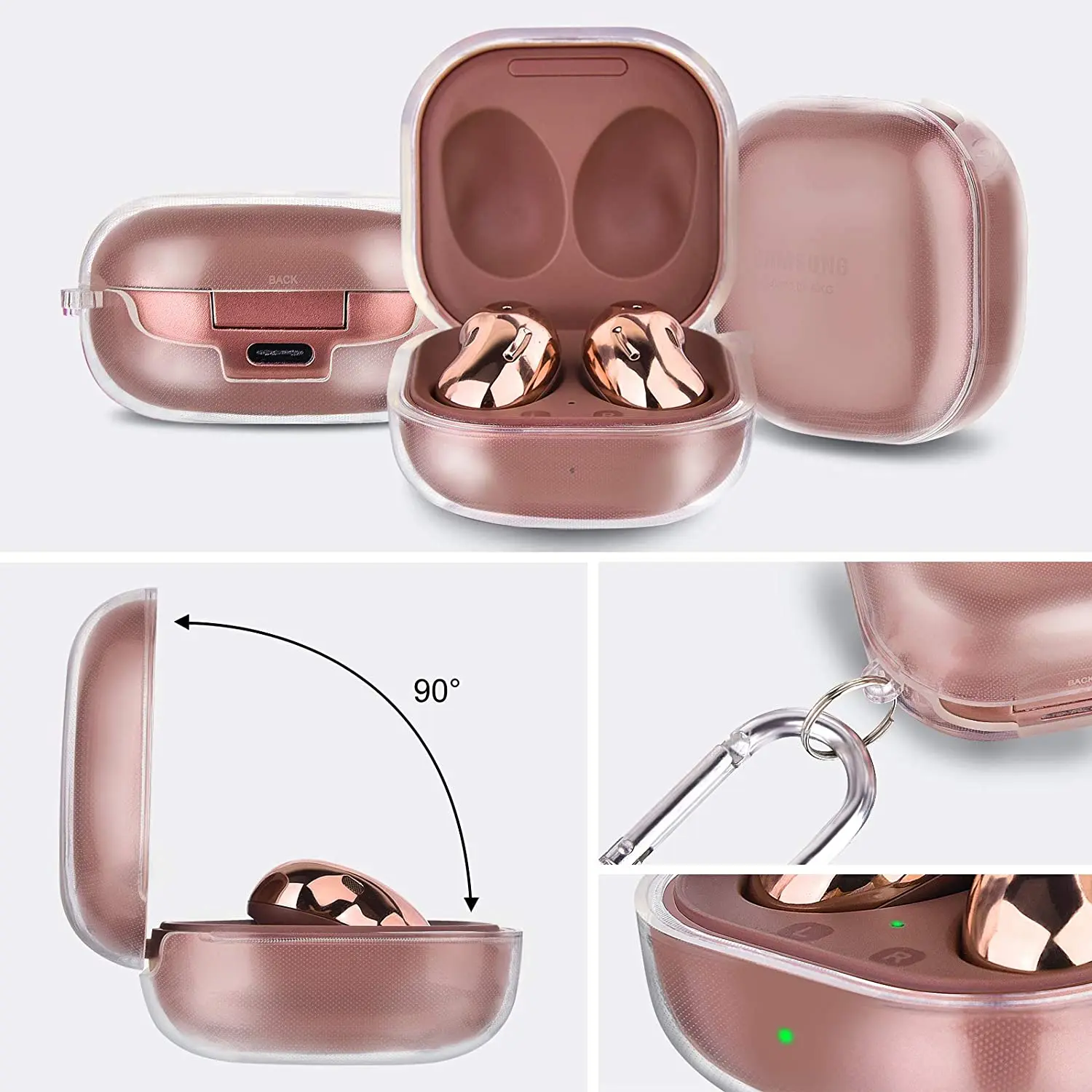 

Soft Case For Samsung Galaxy Buds Live Cover TPU Anti-fall Black Cover For Samsung Earphone Accessories Case With Keychain