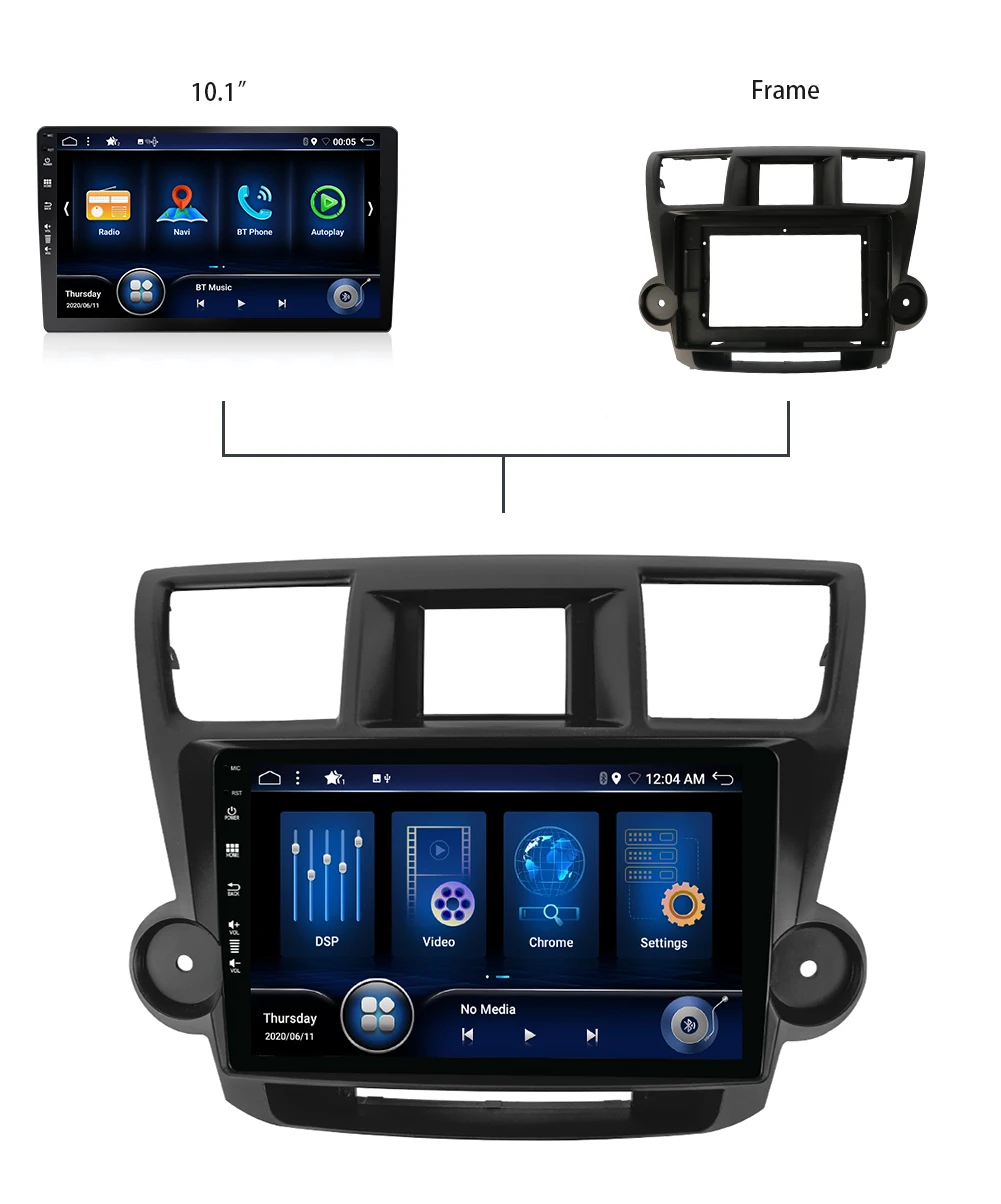 Автомобильный мультимедийный DVD-плеер Bosion Android 10 для Toyota Highlander 2009-2014 GPS-навигация