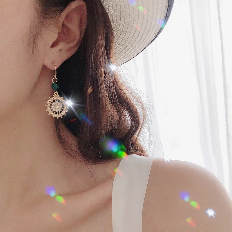 Винтаж золотой круглый цветок висячие серьги свадебные жемчужные цветы для