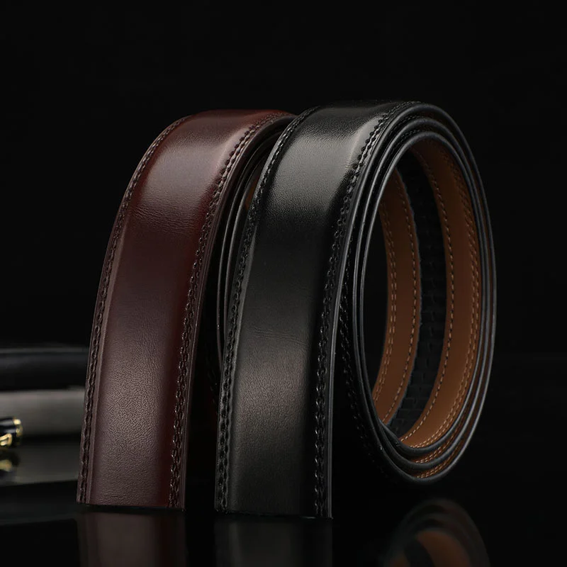 

Straight Men's 3.5cm Automatic Button Headless Genuine Leather Pants Belt Popularity