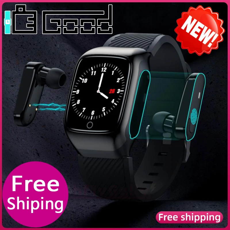 Новинка 2020 фитнес браслет беспроводные Bluetooth наушники 2 в 1 5 0 чип IP67