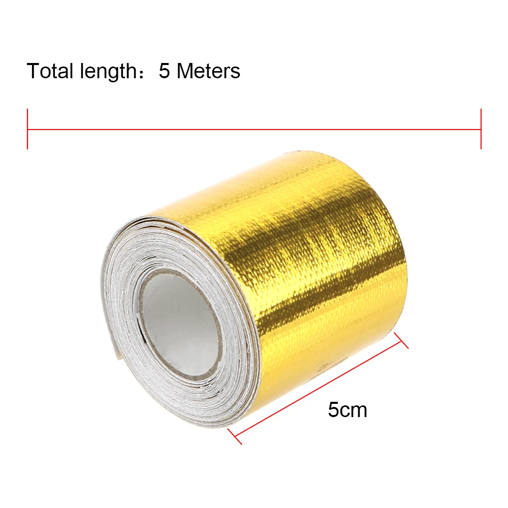 

Gold Car Accessories Insulation Self adhesive Tape 5cm*5m High Temperature Resistance Intake Tube Aluminum Foil Tape