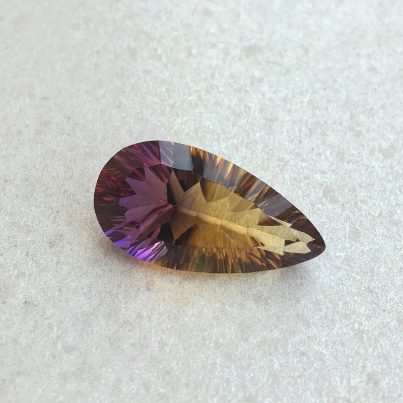 

CSJ big size ametrine quartz loose gemstone concave cut Pear 13*25mm 15ct fine fire for 925 silver or gold jewelry mounting diy