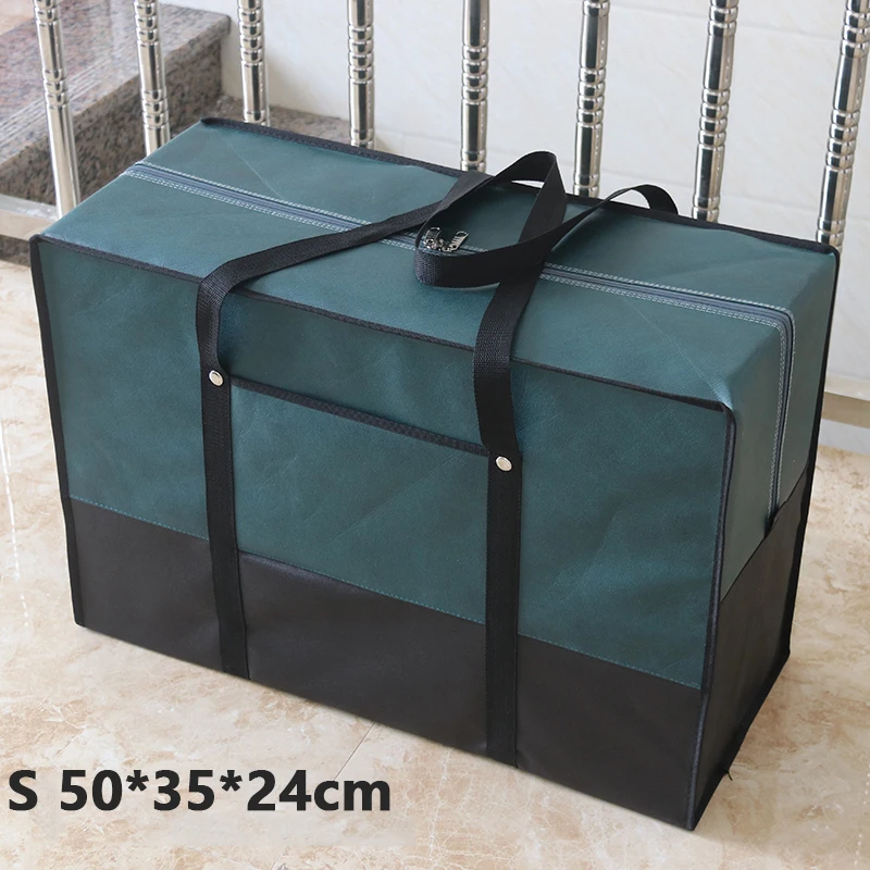 green S 50x35x24cm Переносная большая сумка из водонепроницаемого холста, Большая вместительная Мужская Дорожная сумка из ткани Оксфорд, стеганая сумка, упаковка для багажа - Цвет: green S 50x35x24cm