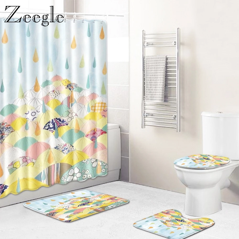 Набор ковриков для ванной комнаты Zeegle с принтом набор из микрофибры коврик