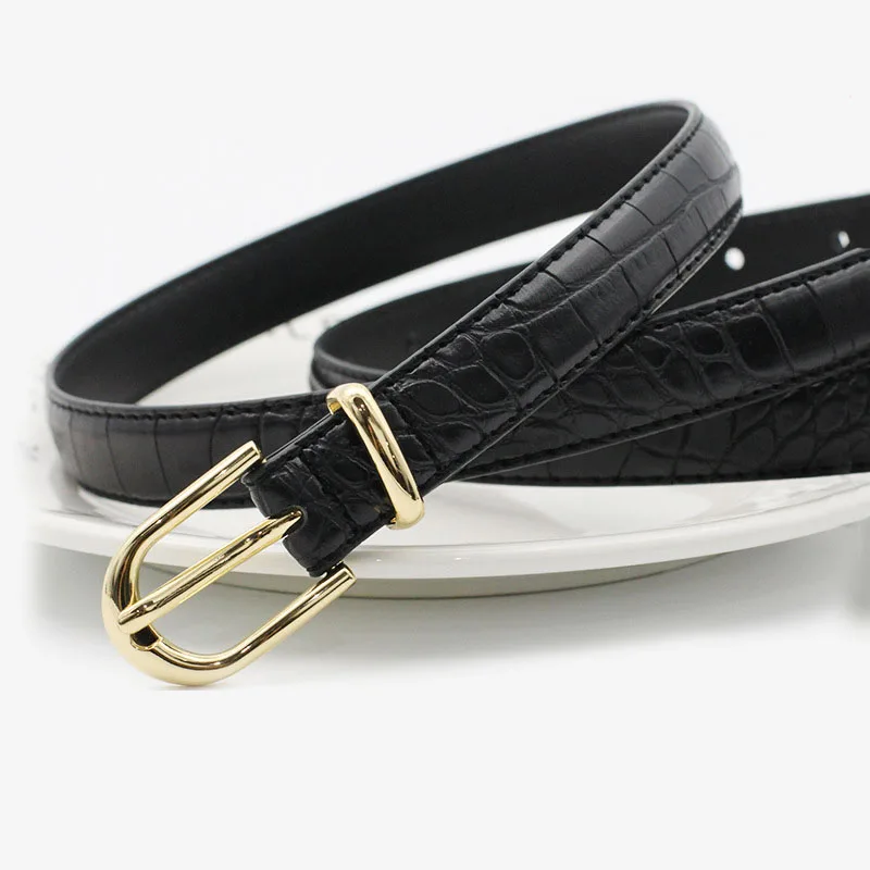 

Niche design Korean retro ladies belt trendy fashion simple and versatile casual crocodile pattern student belt
