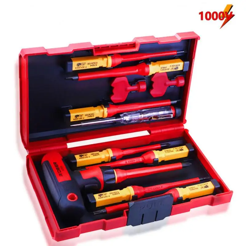 

12PCS Insulated Screwdriver Set With Tester Pen Magnetic Slotted Phillips Screw Driver Bits Home Electrician Hand Repair Tool