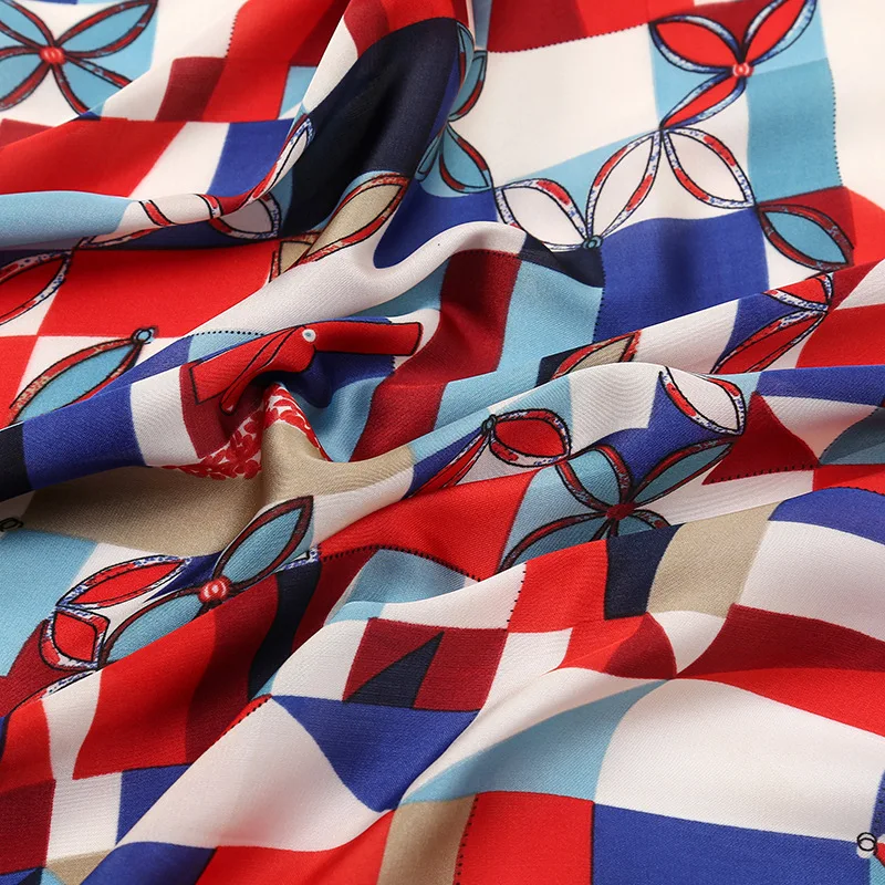 Женский атласный шелковый шарф с квадратным принтом 70x70 см | Шелковые шарфы