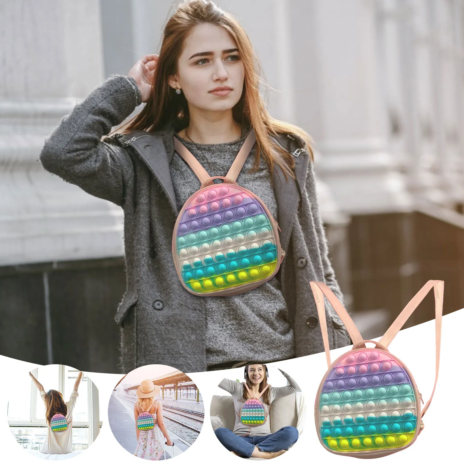 

Рюкзак Непоседа игрушка для детей для взрослых Портативный снятие стресса ямочка игрушка рельеф доска контроллер рюкзак Pops игрушка Poppet