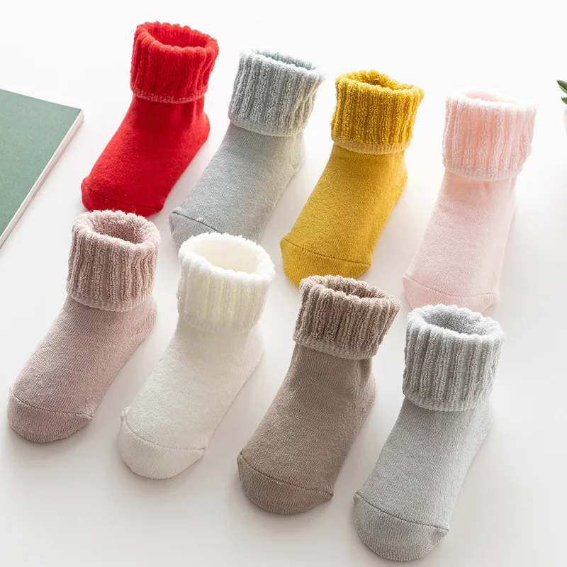Хлопковые носки для новорожденных, нескользящие носки для пола, осенне-зимние носки для детей, носки для маленьких мальчиков и девочек