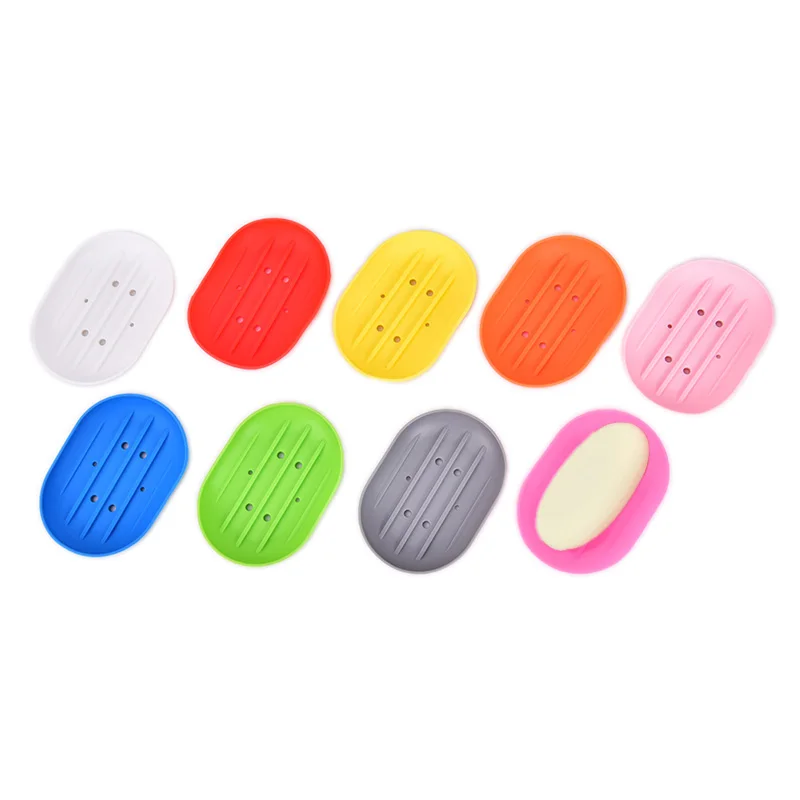 

1pc Fashion Silicone Flexible Soap Dish Plate Bathroom Soap Holder Travel Holder Dish Candy Color Bathroom Soap Dish