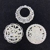 1pcs carved lace round shape natural sea shell pendant cute charms for jewelry making bulk diy necklace earring crafts wholesale