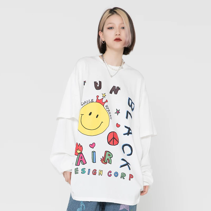 

Футболка мужская с длинным рукавом и граффити, в стиле Харадзюку