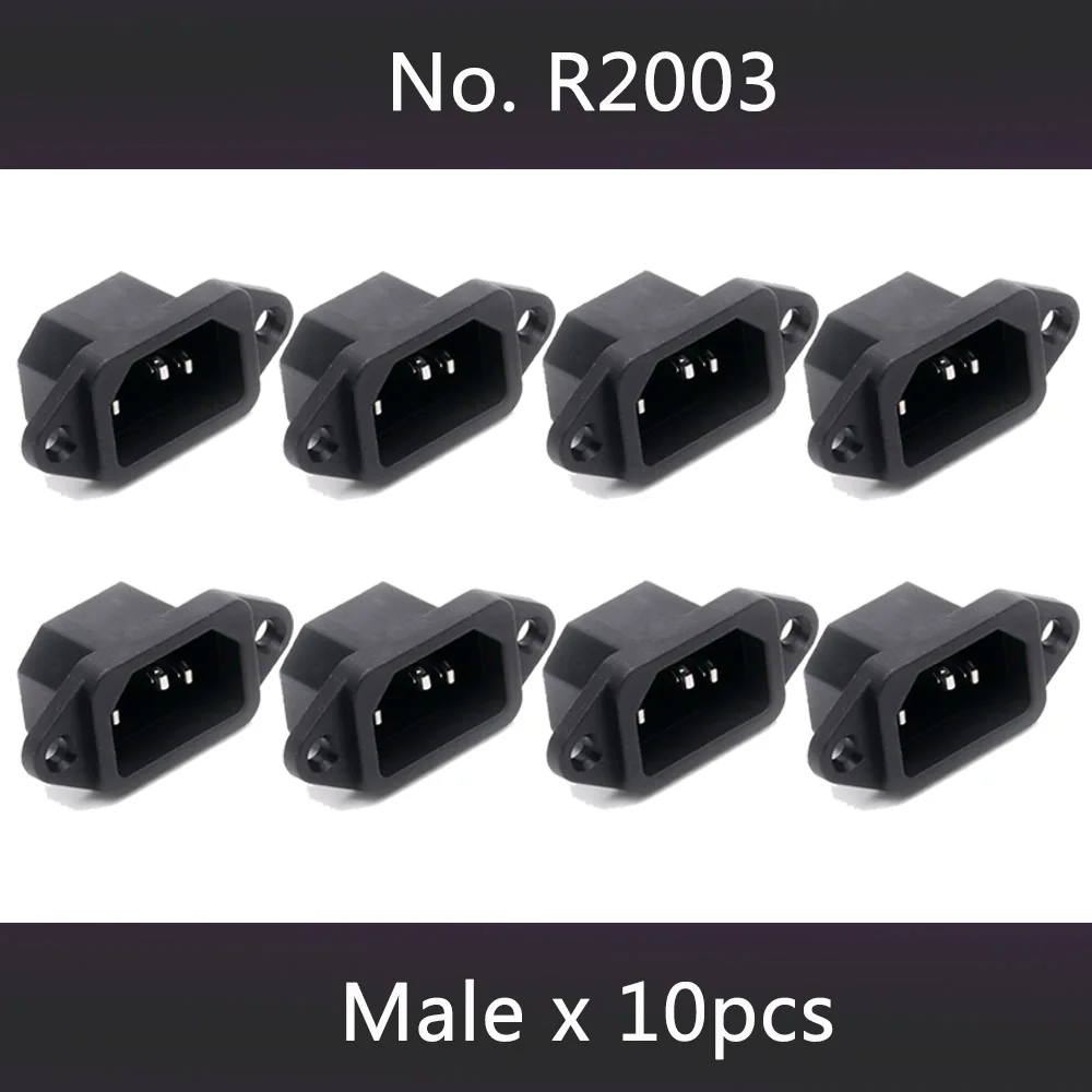 

10 шт., черный 3 контакта, штекер IEC320 C14, входная вилка, розетка для монтажа на панель, переменный ток 250 В, 10 А