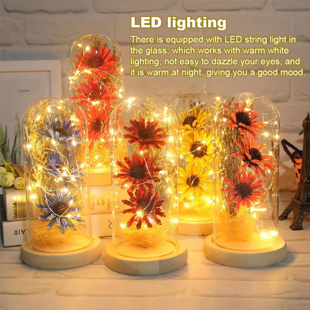 

Декоративная светодиодная лампа в виде цветка, сухая бутылка, консервированное украшение для подарка женщине, работает от батарейки, роман...