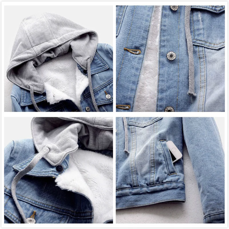 

Plus Size S-5XL Winter Demin Jacket Women 2020 Thick Hoodies Denim Coat Female Casual Short Parka Mujer Warm Jackets Female Tops