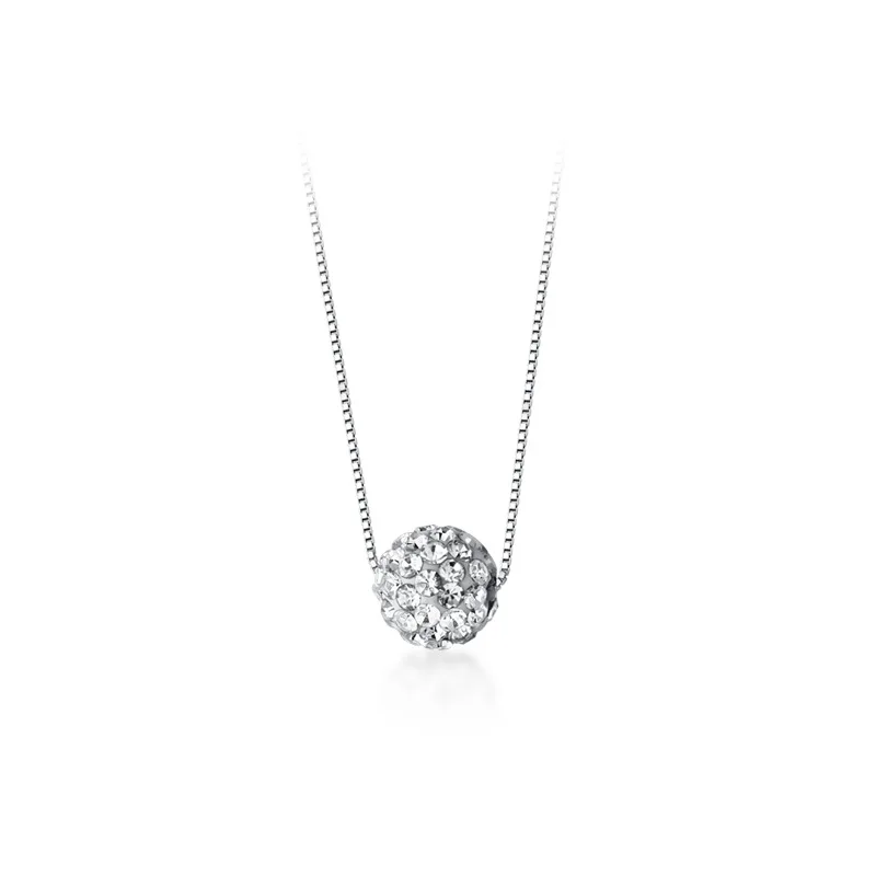 

Ginin 925 Sterling Silver Small Zircon Ball Necklace For Female Sweet Girl Short Crystal Ball Clavicle Chain Women Jewelry Bijou