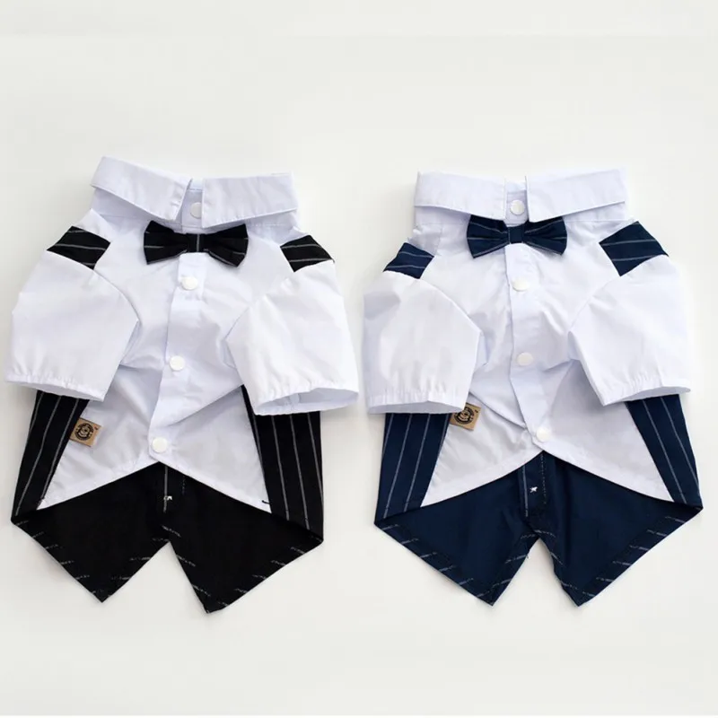 S-2XL Dog Shirt Stylish Suit Bow Tie Wedding Shirt Costume Pet Clothes Formal Tuxedo with Bow Tie Puppy Cat Party Costumes images - 6