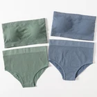 Комплект женского нижнего белья, бюстгальтер без бретелек и трусики, пикантный бесшовный укороченный топ без рукавов, трусы с завышенной талией