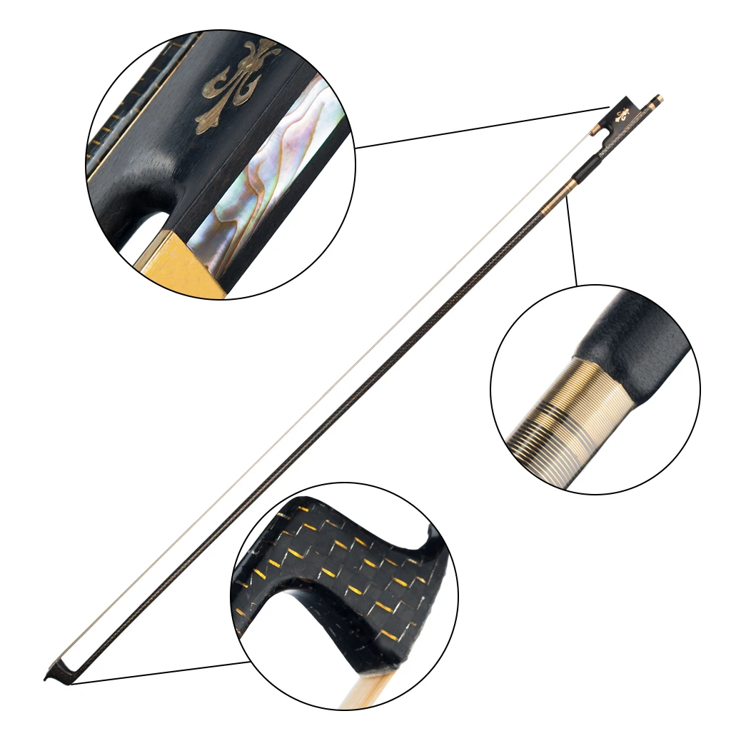 

ammoon Violin Bow Cabon Fiber 4/4 Bow High Quality Bow Hair Ebnoy End Light Weight Proper Balance Orchestral Strings Accessories