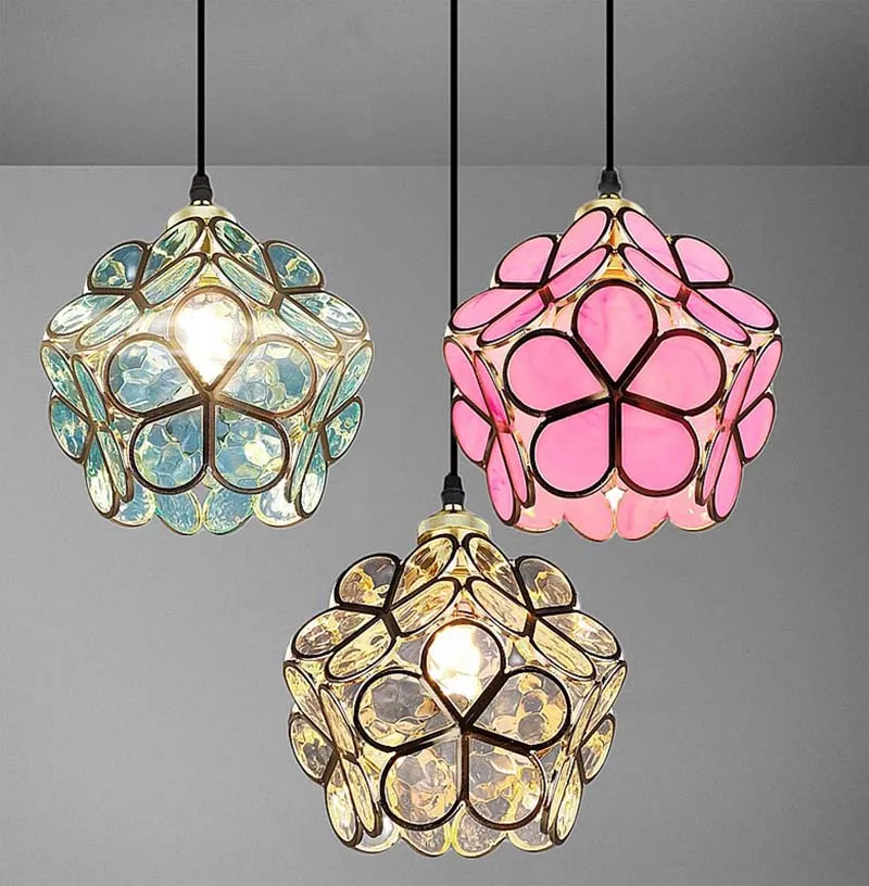 Европейский светодиодный подвесной светильник с цветами украшение из цветного