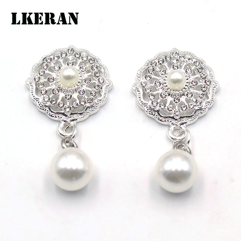 

10pc 38 * 20mm Silver Flat Brooch Rhinestone Buttons For Clothing Needlework Sewing Accessories Craft Supplies Decorative Button